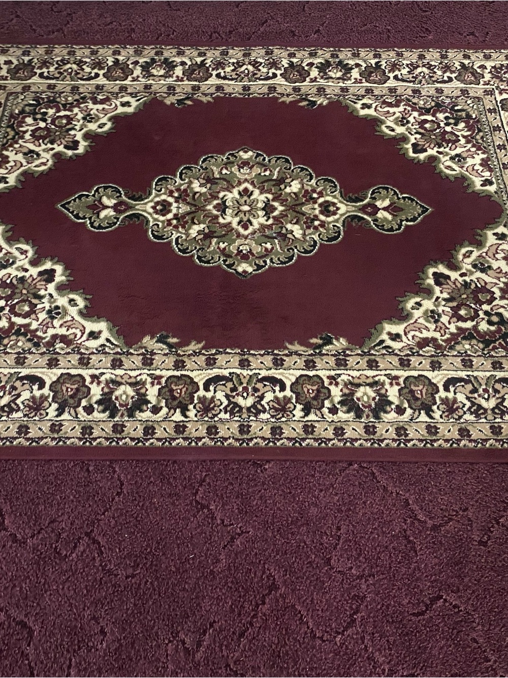 Classic Burgundy Medallion Wall Rug - Unbranded